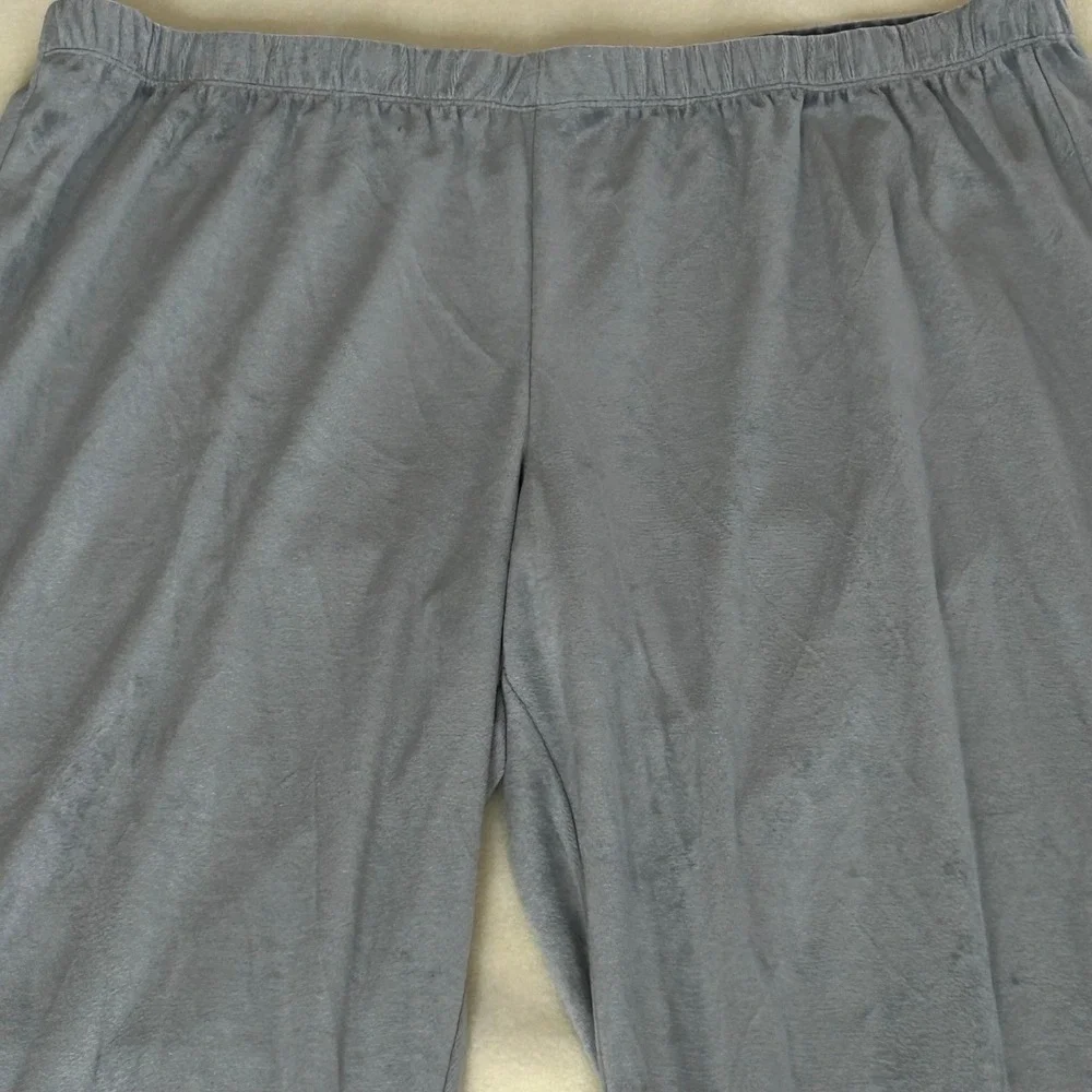 Velour Lounge Pants Women XXL Grey‎ Wide Leg Relaxed Cozy Sleepwear
